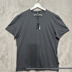 John Varvatos Ashe Shirt Men's L Short Sleeve Crew Neck Raw Cut Edge Luxury Wash
